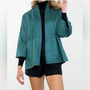 NEW THML highlands short sleeve suedejacket in teal Size S